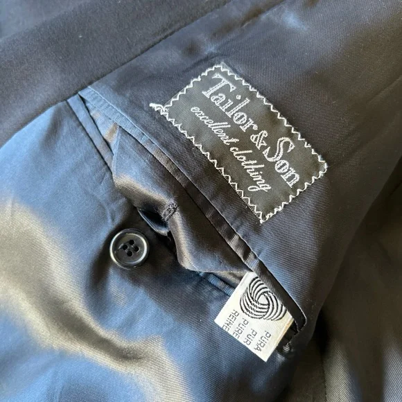 Italian Pure Virgin wool 44 Gold Button Double Breast Sport Coat academia preppy - Picture 3 of 16